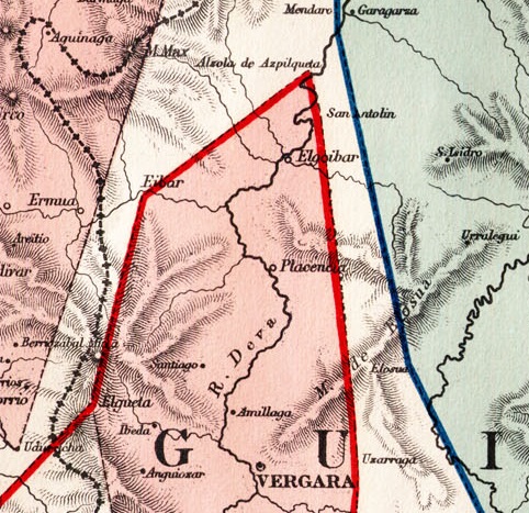Fitxategi:Carte des sept provinces basques. Soraluze ingurua (Luis Luziano Bonaparte 1863).jpg