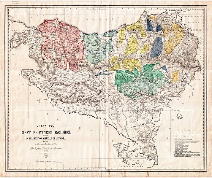 Fitxategi:Carte des sept provinces basques (Luis Luziano Bonaparte 1863).jpg