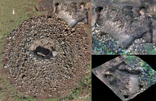 Fitxategi:Excavación de la cabaña de Aitzpuruko Zabala. Trikuharria eta etxolaren barrena.png