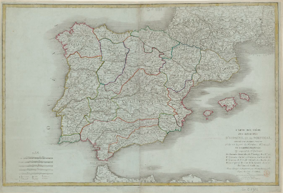 Fitxategi:Carte routière d'Espagne et de Portugal (Pierre Longchamps 1812).png