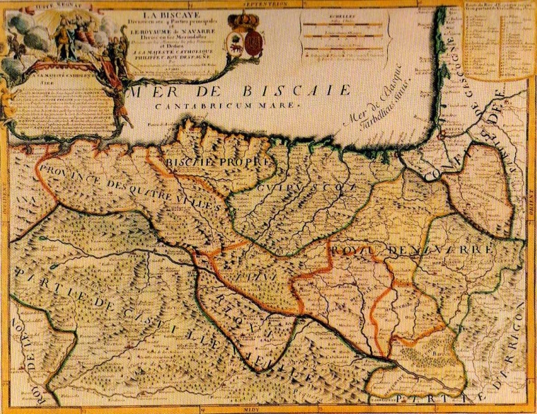 Fitxategi:La Biscaye Divisee en ses 4 Parties principales (Jean Baptiste Nolin 1704).jpg
