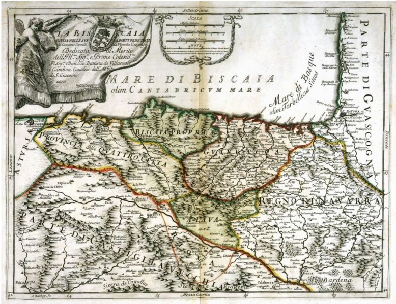 Fitxategi:La Biscaia Divisa Nelle Sue 4 Parti Principali (Giacomo Cantelli da Vignola 1696).jpg