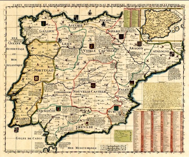 Fitxategi:Carte historique et geographique d'Espagne et Portugal (Henri Chatelain 1705).jpg