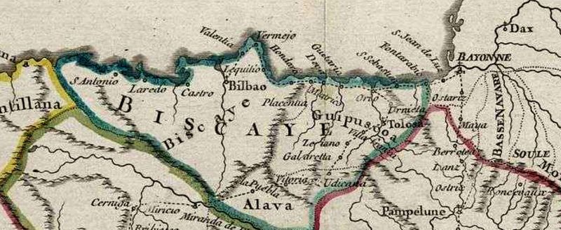 Fitxategi:Royaumes d'Espagne et de Portugal. Soraluzeko ingurua (Robert de Vaugondy 1757).jpg