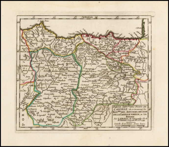 Fitxategi:Partie Septentrionale Des Etats de Castille (Didier Robert De Vaugondy 1749).jpg