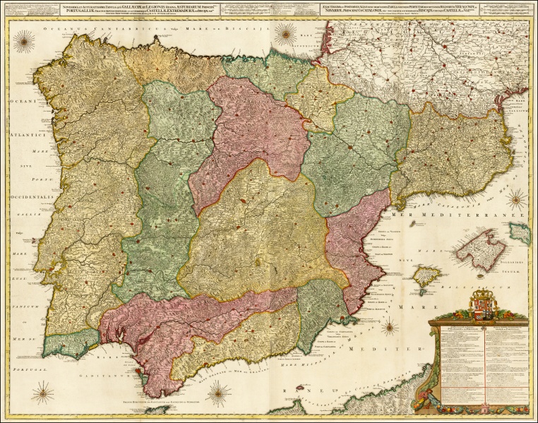 Fitxategi:Wall Map of Spain & Portugal (Reiner & Josua Ottens 1740).jpg