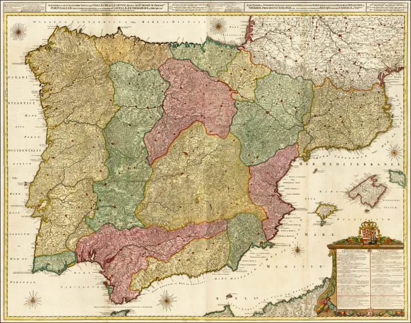 Wall Map of Spain & Portugal (Reiner & Josua Ottens 1740).jpg