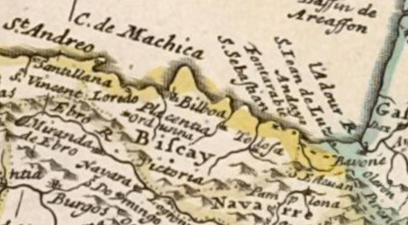 Fitxategi:Carolina map of Europe (Herman Moll 1736). Soraluze ingurua.png