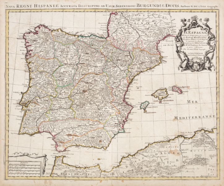 Fitxategi:La Espagne dresée selon Rodrigo Mendez Sylva (Guillaume de la Isle 1730).jpg