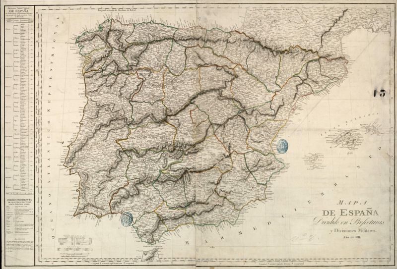 Fitxategi:Mapa de España dividida en prefecturas (1811).jpg