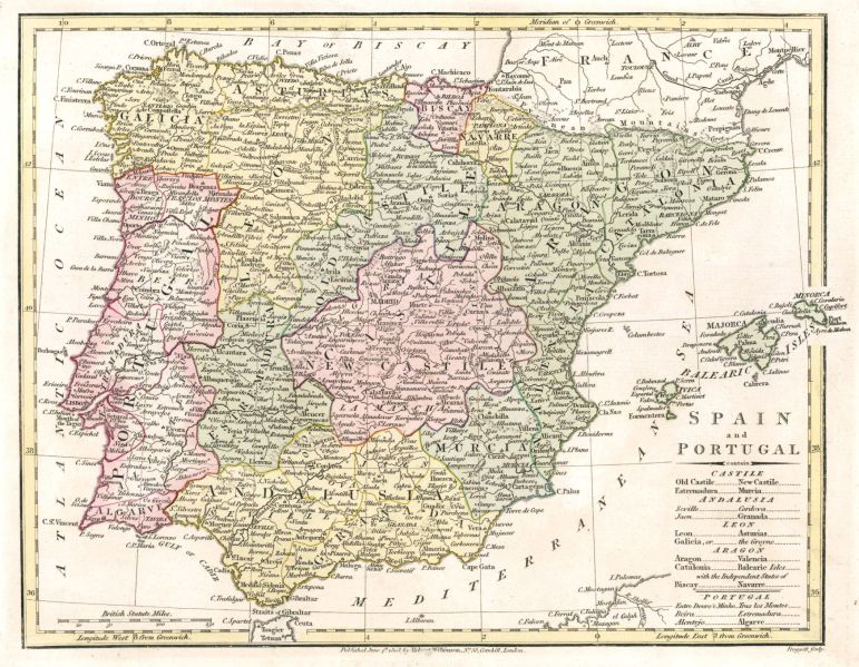 Fitxategi:Spain and Portugal (Robert Wilkinson 1809).jpg