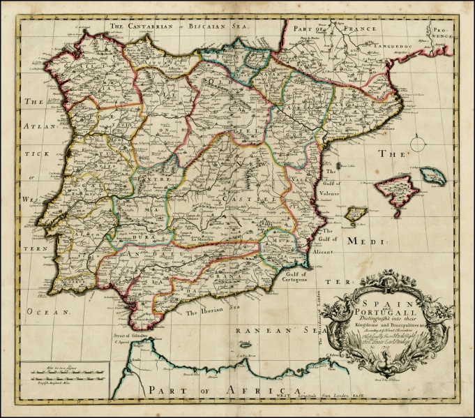 Fitxategi:Spain and Portugall into their Kingdoms and Principalities (John Senex 1719).jpg