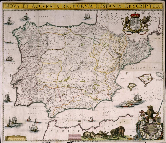 Fitxategi:Nova et acuratta regnorum Hispaniae Descriptio (Cornelis Danckertz 1633).jpg