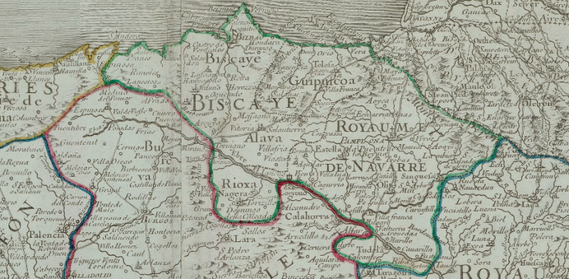 Fitxategi:Carte routière d'Espagne et de Portugal (Pierre Longchamps 1812). Soraluze ingurukoa.png